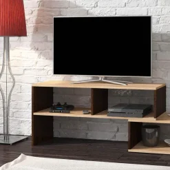 Garnero Arredamenti Parete Attrezzata A Terra|Pareti Attrezzate-Parete attrezzata 180x165h cm soggiorno rovere chiaro e scuro Jessica