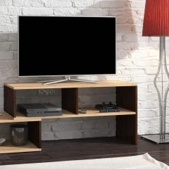 Garnero Arredamenti Parete Attrezzata A Terra|Pareti Attrezzate-Parete attrezzata 180x165h cm soggiorno rovere chiaro e scuro Jessica