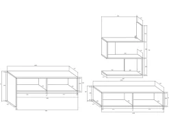 Garnero Arredamenti Parete Attrezzata A Terra|Pareti Attrezzate-Parete attrezzata 180x165h cm soggiorno rovere chiaro e scuro Jessica