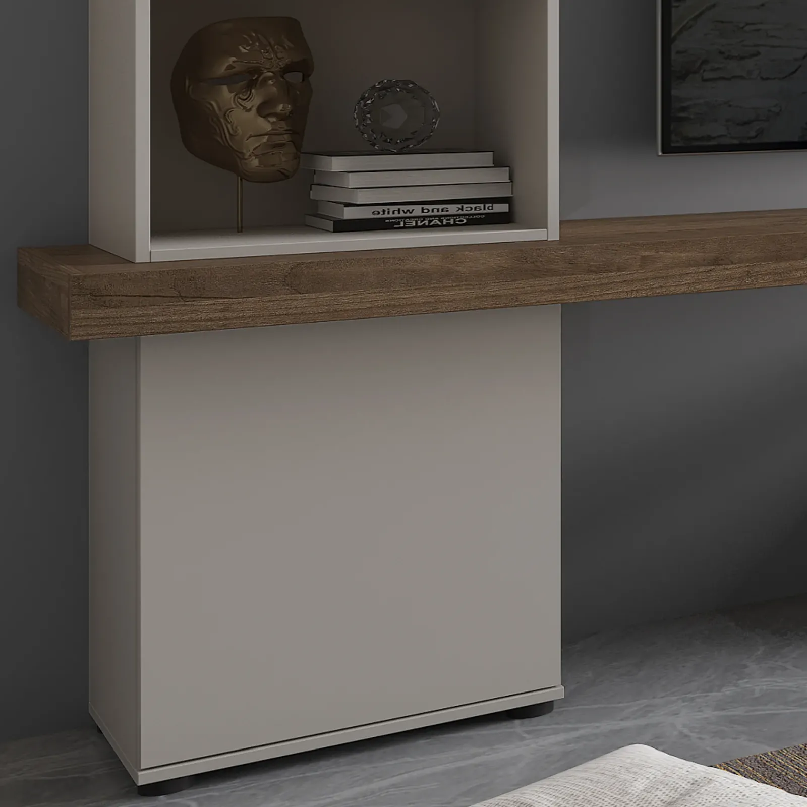 Garnero Arredamenti Parete Attrezzata A Terra|Pareti Attrezzate-Parete attrezzata 280x207h cm soggiorno beige noce Universe Beige - Noce