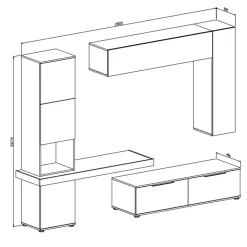 Garnero Arredamenti Parete Attrezzata A Terra|Pareti Attrezzate-Parete attrezzata 280x207h cm soggiorno beige noce Universe Beige - Noce