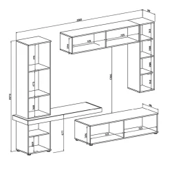 Garnero Arredamenti Parete Attrezzata A Terra|Pareti Attrezzate-Parete attrezzata 280x207h cm soggiorno beige noce Universe Beige - Noce