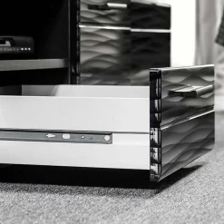 Garnero Arredamenti Parete Attrezzata A Terra|Pareti Attrezzate-Parete attrezzata 260x150h cm soggiorno moderna nero opaco-lucido Dana Gihome®