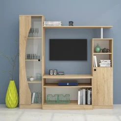 Garnero Arredamenti Parete Attrezzata A Terra|Pareti Attrezzate-Parete attrezzata 160x160h cm soggiorno rovere Alicante