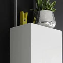 Garnero Arredamenti Parete Attrezzata A Terra|Pareti Attrezzate-Parete attrezzata 258x143h cm soggiorno bianco nero lucido Starck Bianco Lucido - Nero Lucido