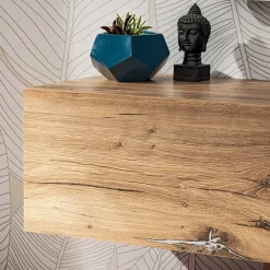 Garnero Arredamenti Parete Attrezzata Sospesa|Pareti Attrezzate-Parete attrezzata 210x162h cm soggiorno con led blu scuro rovere Feola