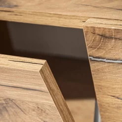 Garnero Arredamenti Parete Attrezzata Sospesa|Pareti Attrezzate-Parete attrezzata 210x162h cm soggiorno con led blu scuro rovere Feola