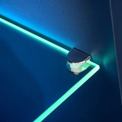 Garnero Arredamenti Parete Attrezzata Sospesa|Pareti Attrezzate-Parete attrezzata 210x162h cm soggiorno con led blu scuro rovere Feola