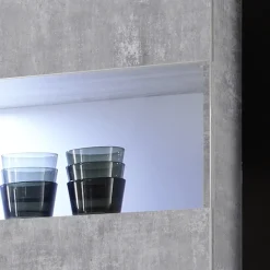 Garnero Arredamenti Parete Attrezzata A Terra|Pareti Attrezzate-Parete attrezzata 248x175h cm soggiorno bianco lucido cemento Steppi 5 Bianco Lucido - Cemento