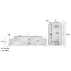 Garnero Arredamenti Parete Attrezzata A Terra|Pareti Attrezzate-Parete attrezzata 290X121h cm soggiorno bianco ossido Milos Gihome® Bianco Lucido - Ossido