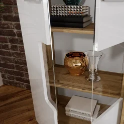 Garnero Arredamenti Parete Attrezzata A Terra|Pareti Attrezzate-Parete attrezzata 280x185h cm soggiorno bianco lucido rovere Wall