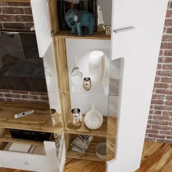 Garnero Arredamenti Parete Attrezzata A Terra|Pareti Attrezzate-Parete attrezzata 280x185h cm soggiorno bianco lucido rovere Wall