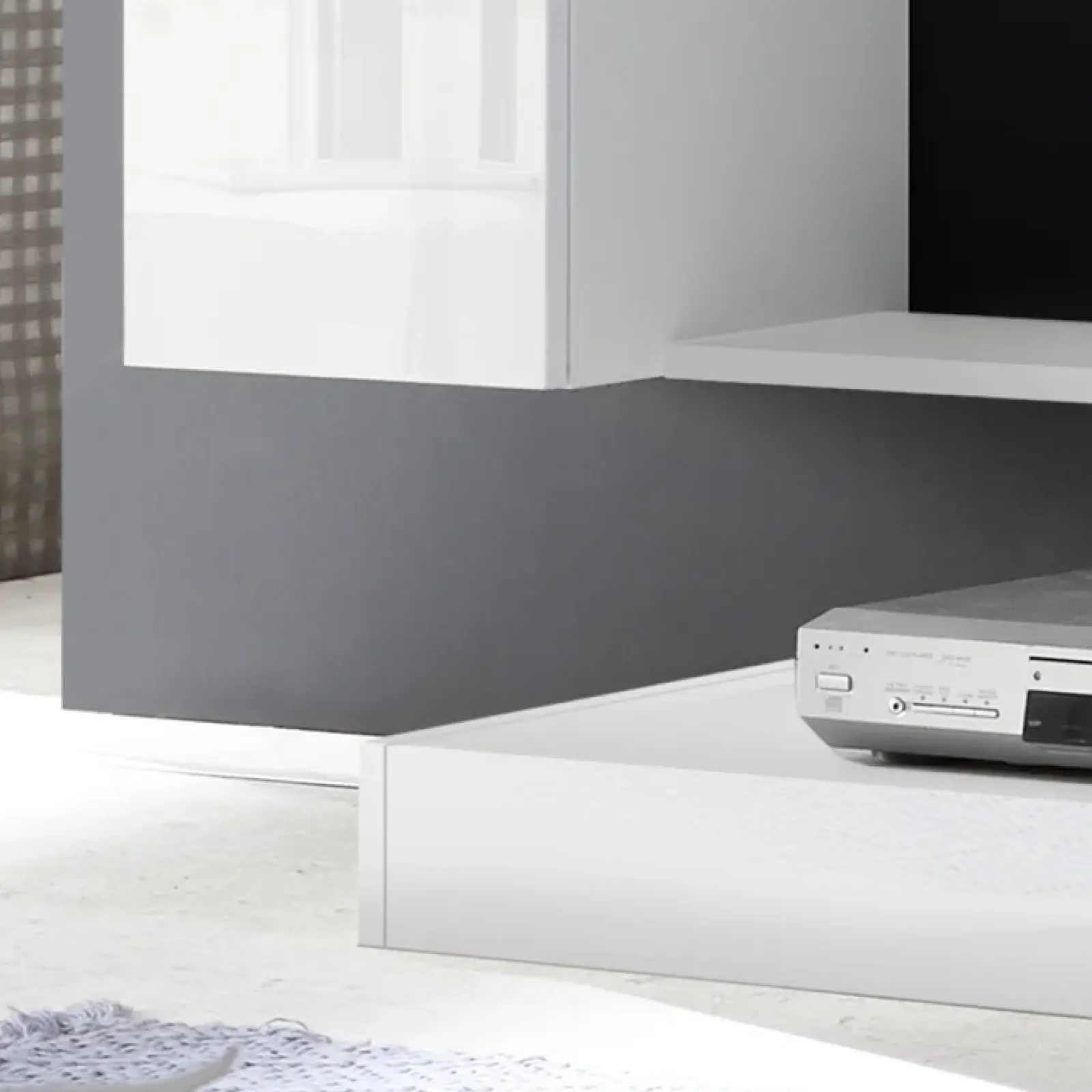 Garnero Arredamenti Parete Attrezzata A Terra|Pareti Attrezzate-Parete attrezzata 248x175h cm soggiorno Steppi 5 Bianco Lucido