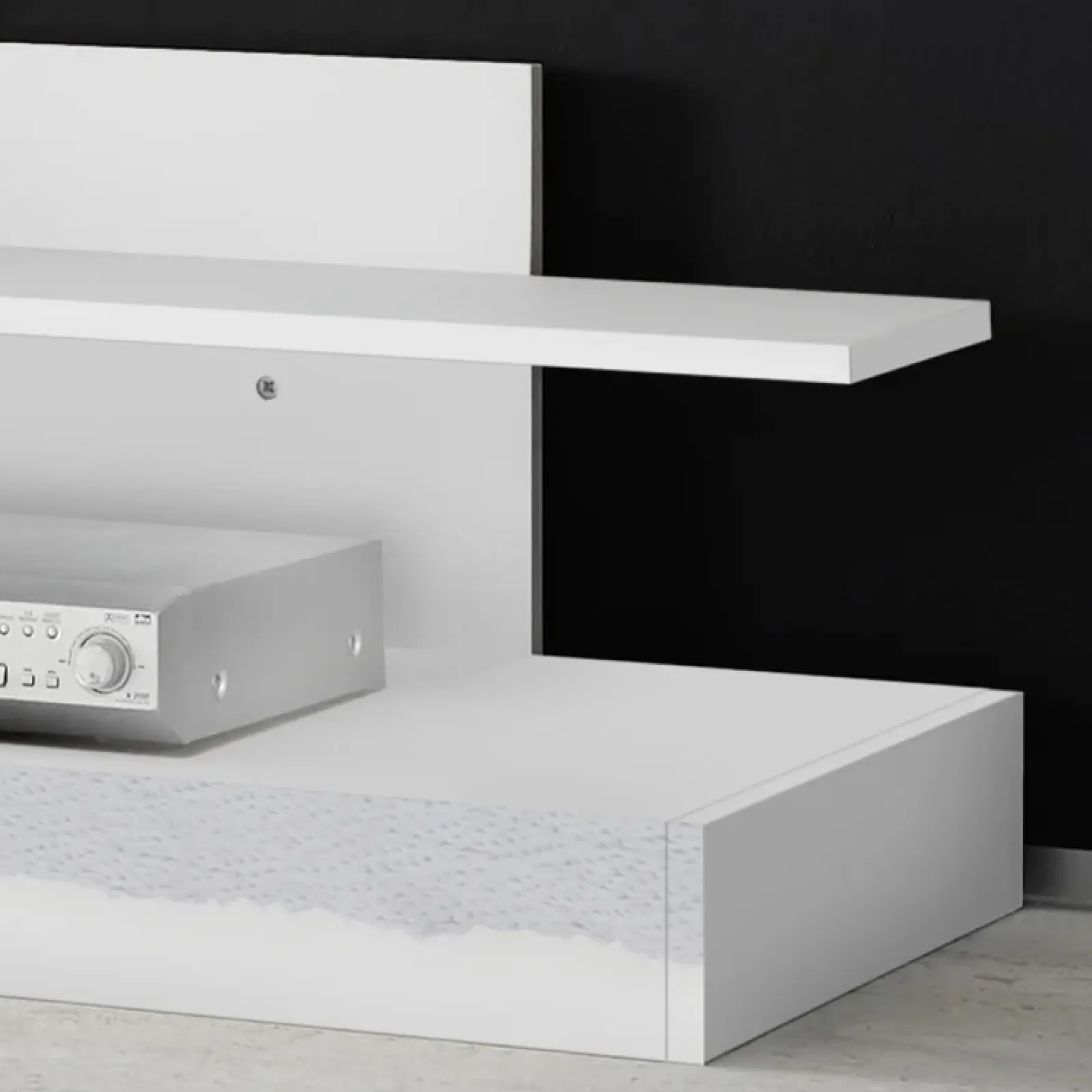 Garnero Arredamenti Parete Attrezzata A Terra|Pareti Attrezzate-Parete attrezzata 248x175h cm soggiorno Steppi 5 Bianco Lucido