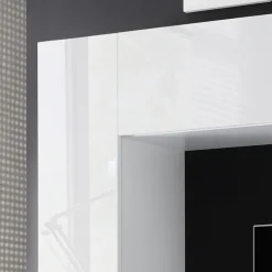 Garnero Arredamenti Parete Attrezzata A Terra|Pareti Attrezzate-Parete attrezzata 248x175h cm soggiorno Steppi 5 Bianco Lucido