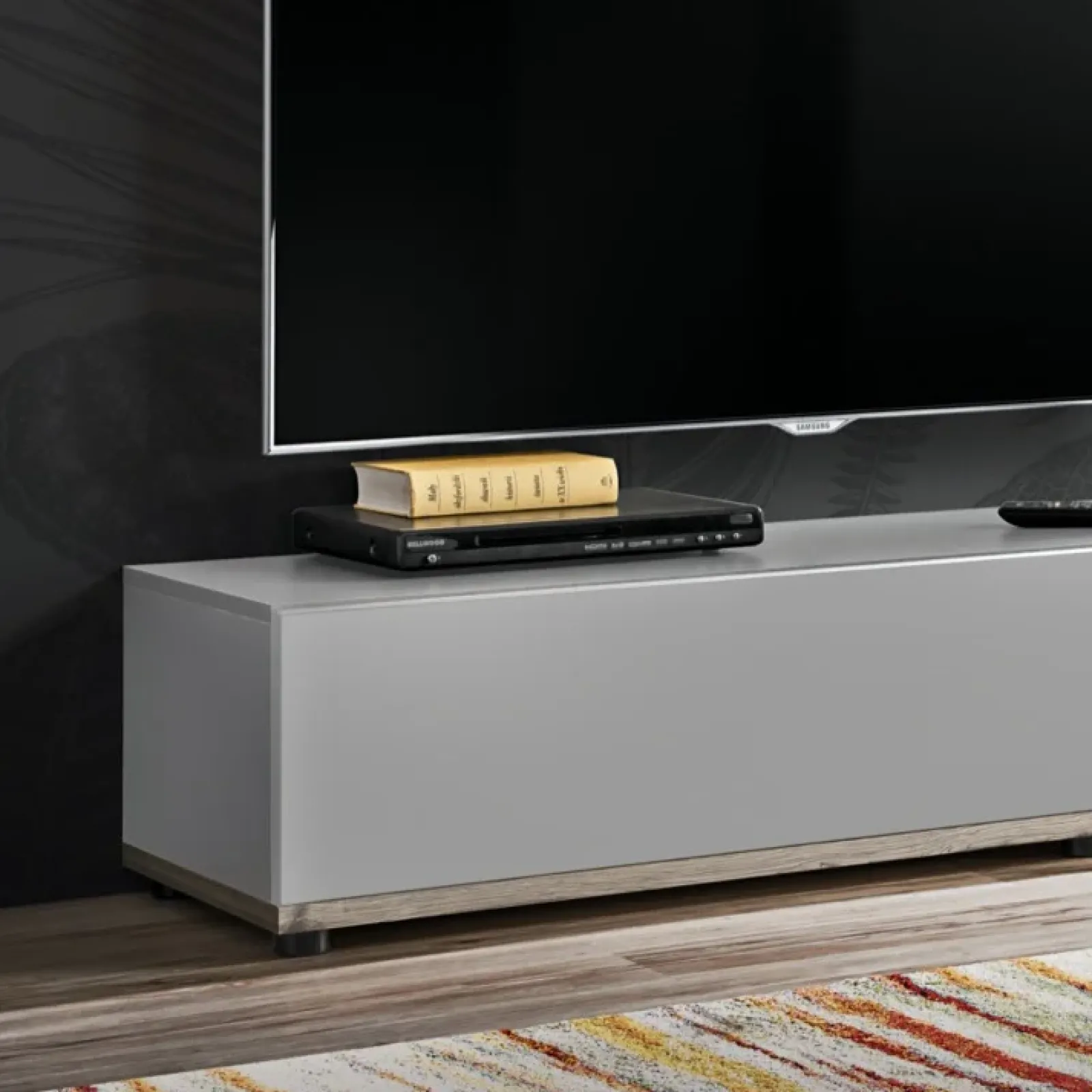 Garnero Arredamenti Parete Attrezzata A Terra|Pareti Attrezzate-Parete attrezzata 240x150h cm soggiorno quercia grigio Oviedo Gihome® Grigio - Rovere