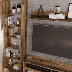 Garnero Arredamenti Parete Attrezzata A Terra|Pareti Attrezzate-Parete attrezzata 260x185h cm soggiorno legno vecchio antico West Gihome®