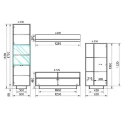 Garnero Arredamenti Parete Attrezzata A Terra|Pareti Attrezzate-Parete attrezzata 260x185h cm soggiorno legno vecchio antico West Gihome®