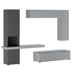 Garnero Arredamenti Parete Attrezzata A Terra|Pareti Attrezzate-Parete attrezzata 280x207h cm soggiorno grigio antracite Universe Antracite - Grigio