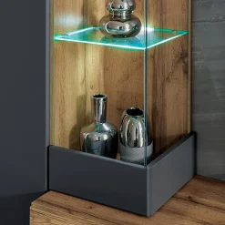 Garnero Arredamenti Parete Attrezzata Sospesa|Pareti Attrezzate-Parete attrezzata 210x160h cm soggiorno moderna rovere antracite Picasso