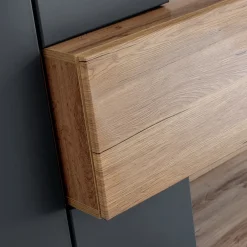 Garnero Arredamenti Parete Attrezzata Sospesa|Pareti Attrezzate-Parete attrezzata 210x160h cm soggiorno moderna rovere antracite Picasso