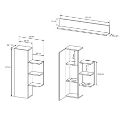Garnero Arredamenti Parete Attrezzata A Terra|Pareti Attrezzate-Parete attrezzata 260x190h cm soggiorno moderna rovere bianco opaco Blob Rovere - Bianco opaco