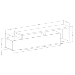 Garnero Arredamenti Parete Attrezzata A Terra|Pareti Attrezzate-Parete attrezzata 219x205h cm soggiorno Megan Gihome® Nero Opaco