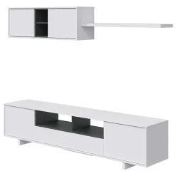 Garnero Arredamenti Parete Attrezzata A Terra|Pareti Attrezzate-Parete attrezzata 200x145h cm soggiorno bianco antracite Belle