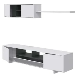 Garnero Arredamenti Parete Attrezzata A Terra|Pareti Attrezzate-Parete attrezzata 200x145h cm soggiorno bianco antracite Belle