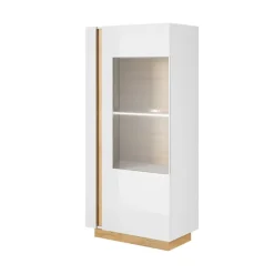 Garnero Arredamenti Parete Attrezzata A Terra|Pareti Attrezzate-Parete attrezzata 270x194h cm soggiorno bianco opaco e lucido Noa Gihome®