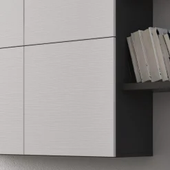 Garnero Arredamenti Parete Attrezzata A Terra|Pareti Attrezzate-Parete attrezzata 200x195h cm soggiorno bianco frassinato antracite Euphoria Bianco Frassinato - Antracite