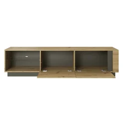 Garnero Arredamenti Parete Attrezzata A Terra|Pareti Attrezzate-Parete attrezzata 248x194h cm soggiorno rovere antracite Noa Gihome®