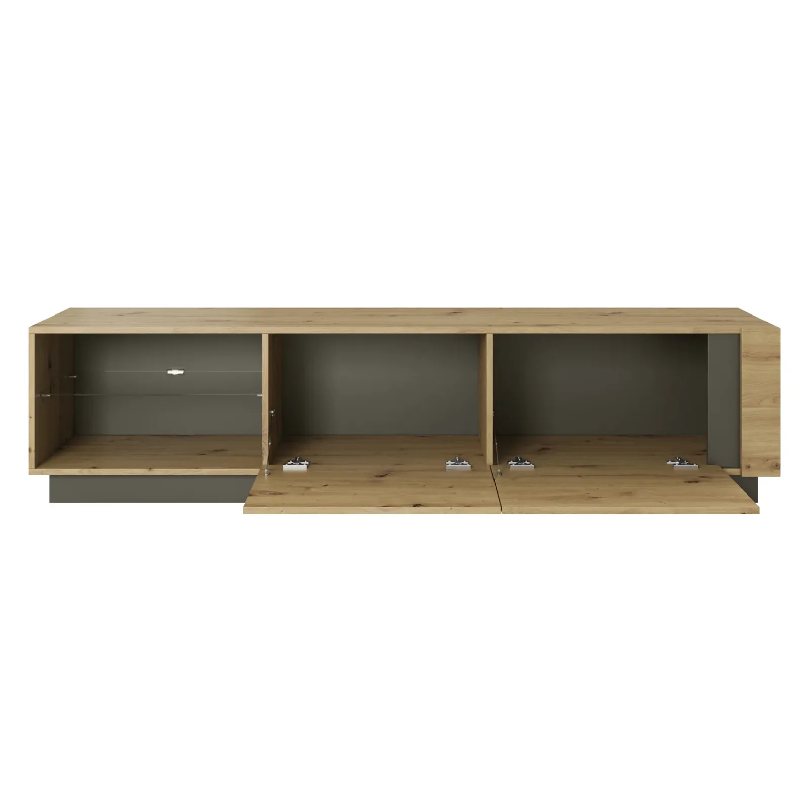 Garnero Arredamenti Parete Attrezzata A Terra|Pareti Attrezzate-Parete attrezzata 248x194h cm soggiorno rovere antracite Noa Gihome®