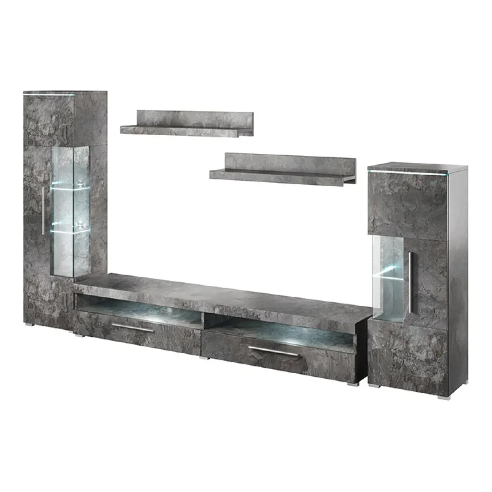 Garnero Arredamenti Parete Attrezzata A Terra|Pareti Attrezzate-Parete attrezzata 350x170h cm soggiorno Frisk Ossido