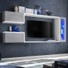 Garnero Arredamenti Parete Attrezzata Sospesa|Pareti Attrezzate-Parete attrezzata 230x95h cm soggiorno bianco cemento Almada Gihome®