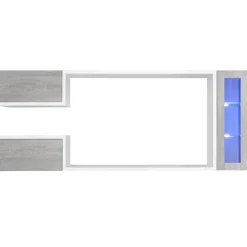 Garnero Arredamenti Parete Attrezzata Sospesa|Pareti Attrezzate-Parete attrezzata 230x95h cm soggiorno bianco cemento Almada Gihome®