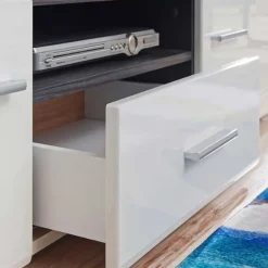 Garnero Arredamenti Parete Attrezzata A Terra|Pareti Attrezzate-Parete attrezzata 310x190h cm soggiorno pino nero York Gihome® Bianco Lucido