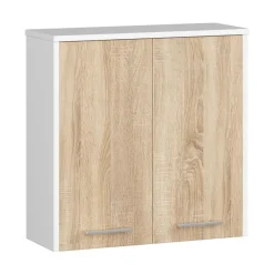 Garnero Arredamenti Pensili Per Bagno-Pensile bagno sospeso 60x60h cm 2 ante rovere bianco Woters Bianco Opaco - Rovere