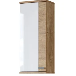 Garnero Arredamenti Pensili Per Bagno-Pensile bagno sospeso 35x84h cm 1 anta bianco lucido rovere Crystal