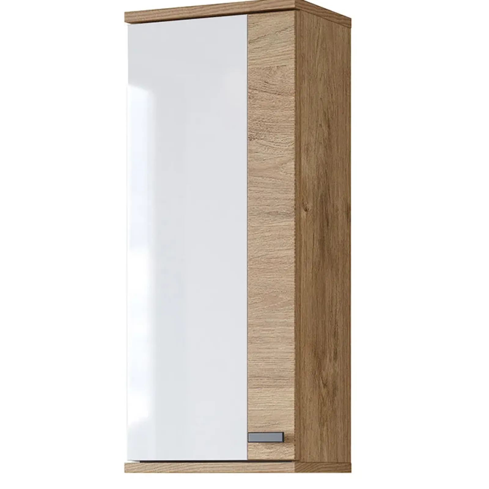 Garnero Arredamenti Pensili Per Bagno-Pensile bagno sospeso 35x84h cm 1 anta bianco lucido rovere Crystal