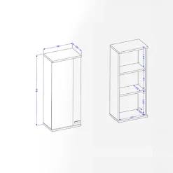 Garnero Arredamenti Pensili Per Bagno-Pensile bagno sospeso 35x84h cm 1 anta bianco lucido rovere Crystal