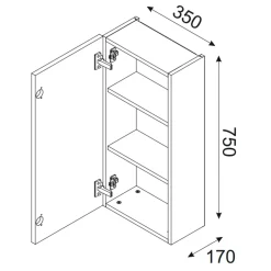 Garnero Arredamenti Pensili Per Bagno-Pensile bagno sospeso 35x75h cm 1 anta beige rovere Swim Beige - Rovere