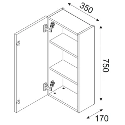 Garnero Arredamenti Pensili Per Bagno-Pensile bagno sospeso 35x75h cm 1 anta nero rovere Swim Nero - Rovere