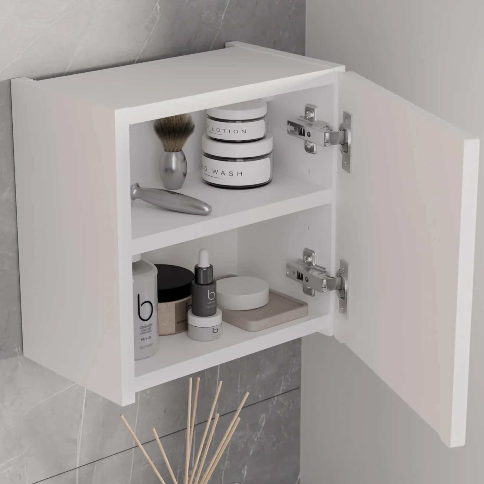 Garnero Arredamenti Pensili Per Bagno-Pensile cubo bagno sospeso 30x30h cm cannettato 1 anta bianco Cleany Bianco Opaco