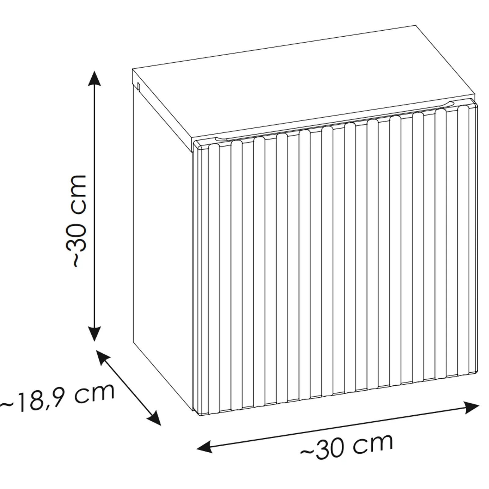 Garnero Arredamenti Pensili Per Bagno-Pensile cubo bagno sospeso 30x30h cm cannettato 1 anta bianco Cleany Bianco Opaco