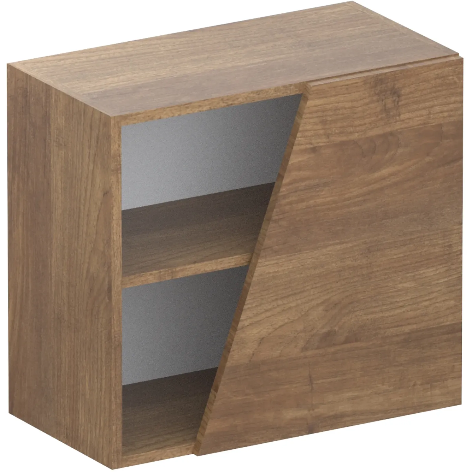 Garnero Arredamenti Mensole E Pensili-Pensile cubo sospeso 1 anta tagliata 55x50cm rovere scuro Sunset Noce