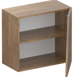 Garnero Arredamenti Mensole E Pensili-Pensile cubo sospeso 1 anta tagliata 55x50cm rovere scuro Sunset Noce