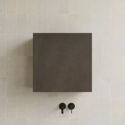 Garnero Arredamenti Pensili Per Bagno-Pensile cubo sospeso bagno 55x50h cm 1 anta reversibile nero Sunset Ossido