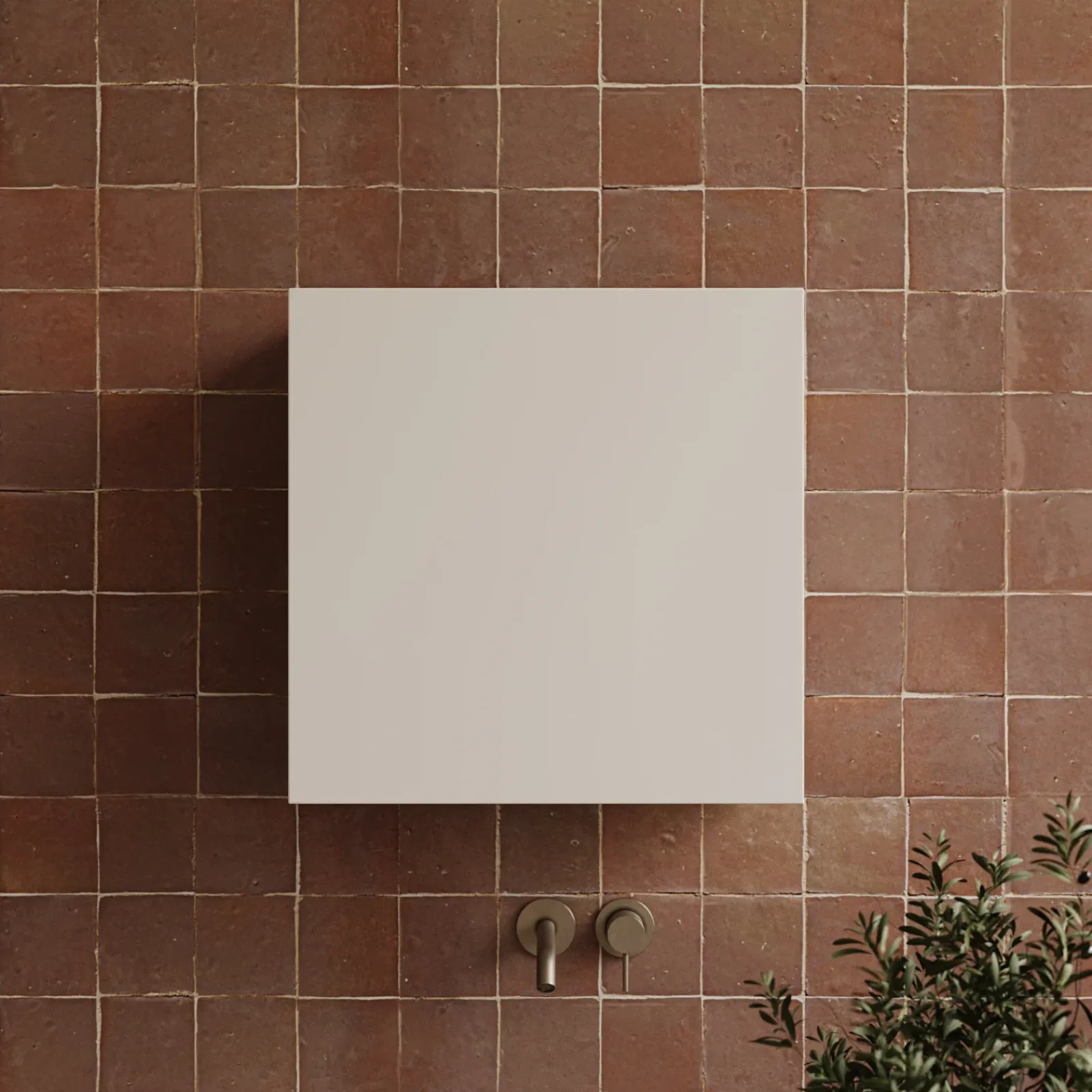 Garnero Arredamenti Pensili Per Bagno-Pensile cubo sospeso bagno 55x50h cm 1 anta reversibile Sunset Beige