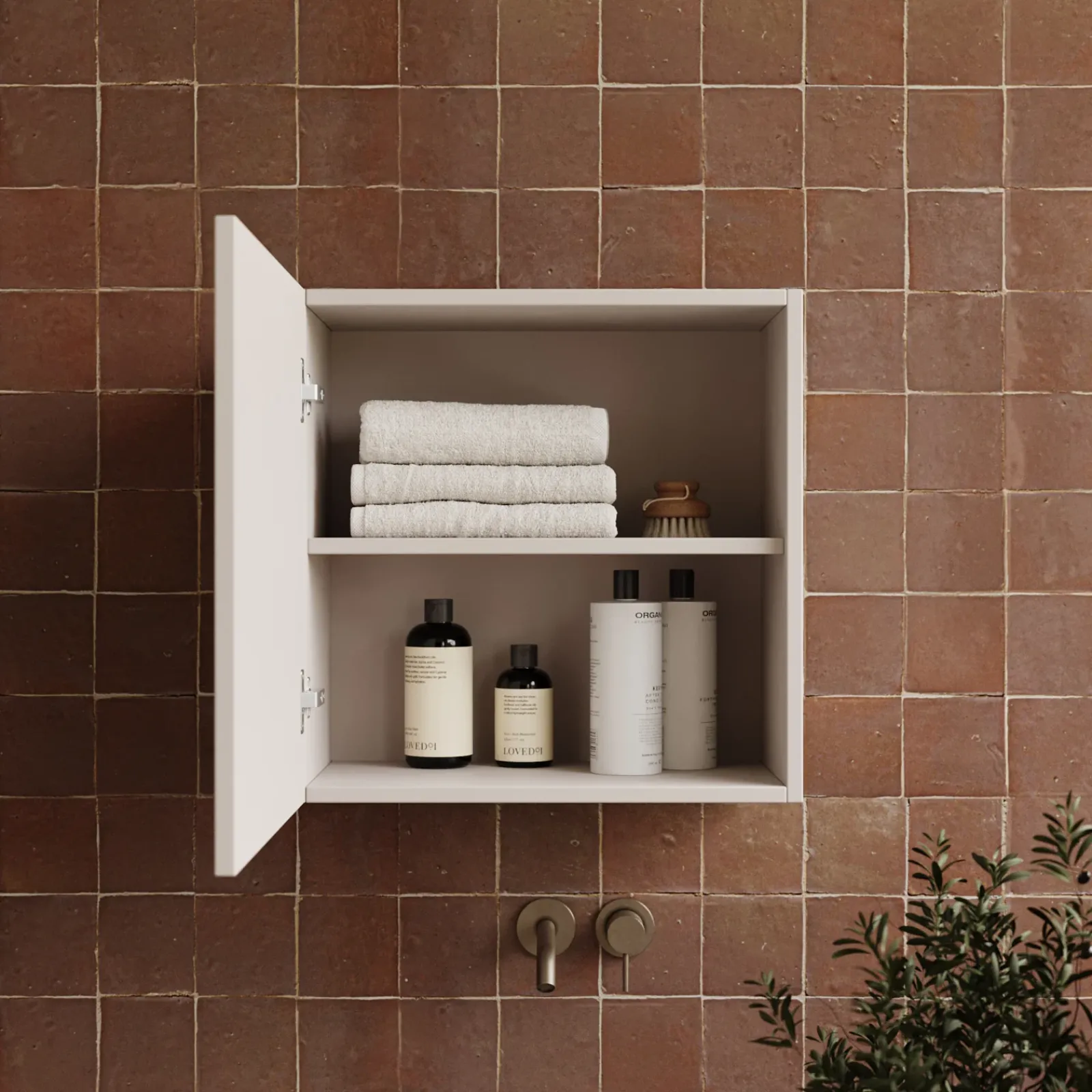 Garnero Arredamenti Pensili Per Bagno-Pensile cubo sospeso bagno 55x50h cm 1 anta reversibile Sunset Beige